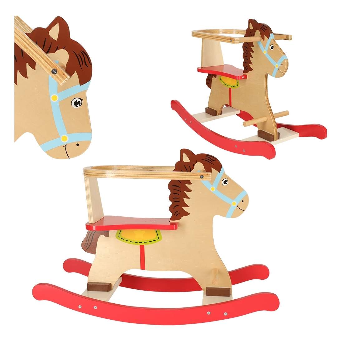 Trägunghäst med ryggstöd och säkerhetsräcke | Hem & Hobby | Pryloteket