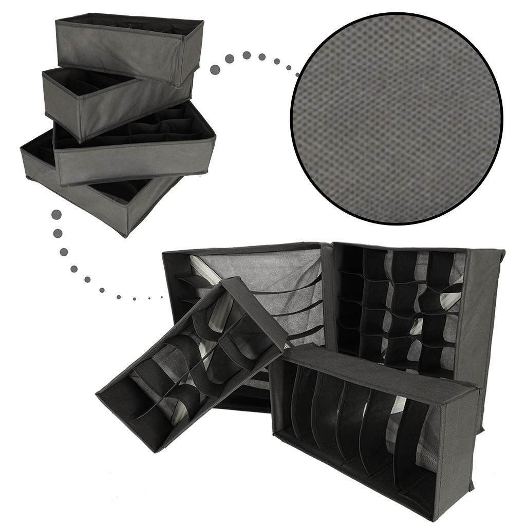 Grå underklädesorganisatorer set 4-pack | Sport & Fritid - Träning - Träningskläder & Accessoarer - Strumpor | Pryloteket