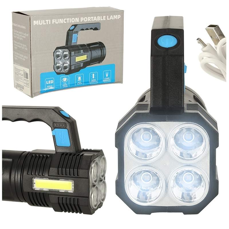 Genopladelig taktisk LED lommelygte 15 cm