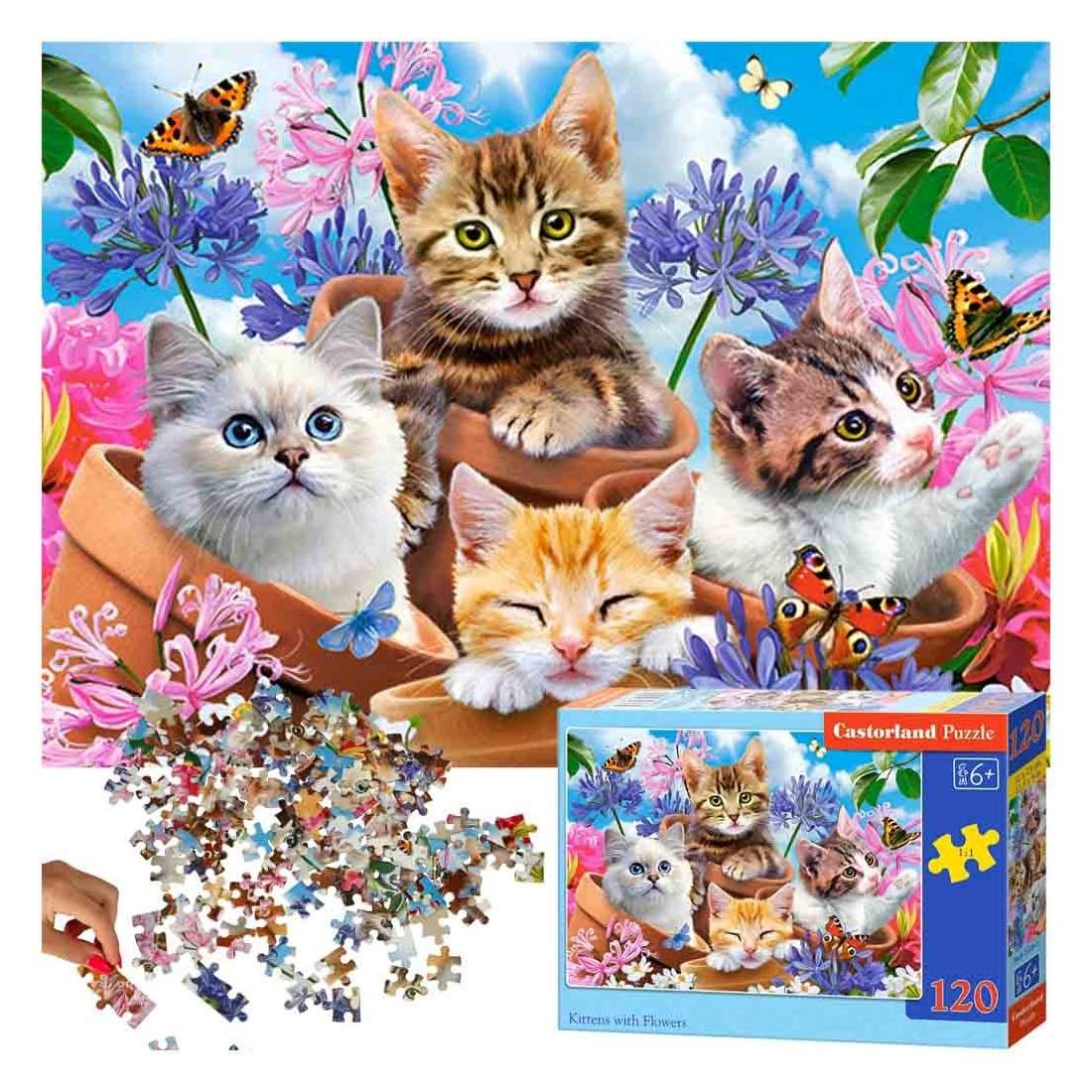 Pussel 120 bitar - Kattungar & Blommor | Leksaker & Spel - Leksaker - Pussel | Pryloteket