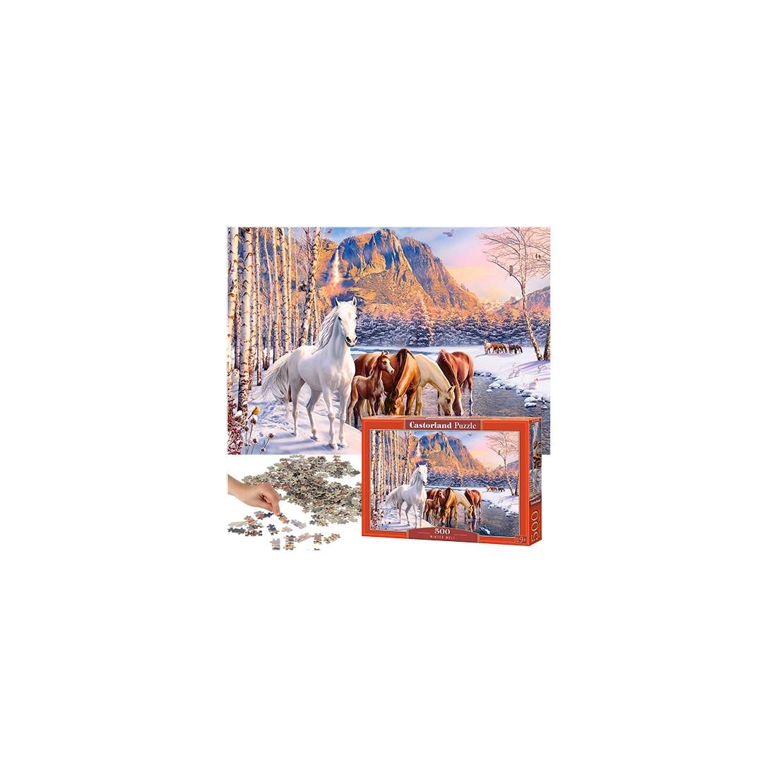 Pussel 500 bitar - Vinterhästar i landskap | Hälsa & Skönhet - Personvård - Vård & Rehabilitering - Hållning | Pryloteket