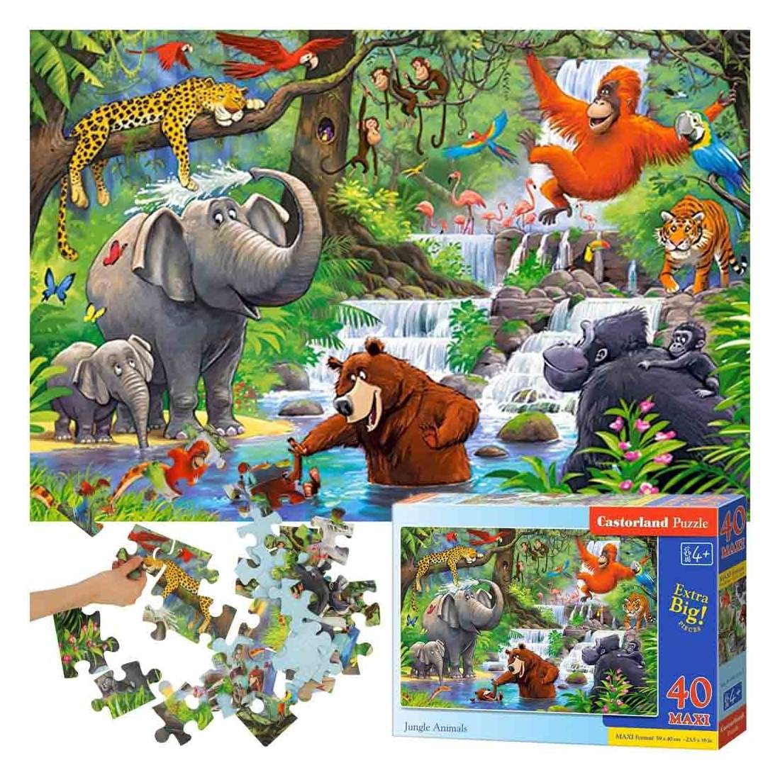 Maxi Pussel 40 bitar - Djungeldjur Färgglada | Hälsa & Skönhet - Personvård - Vård & Rehabilitering - Hållning | Pryloteket