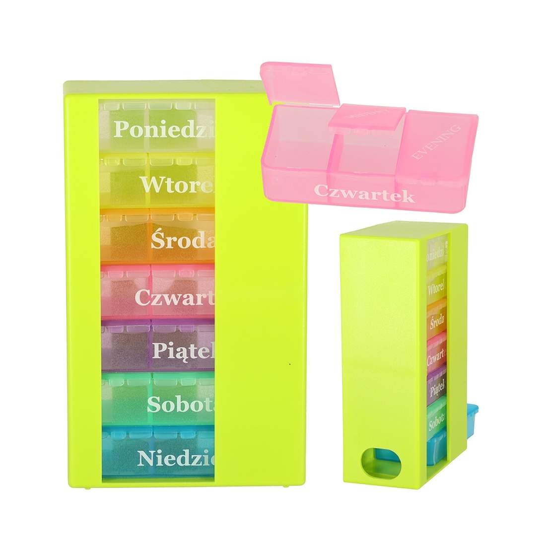 Veckopillerlåda 7 färger, 3 fack/dag | Hem & Hobby | Pryloteket
