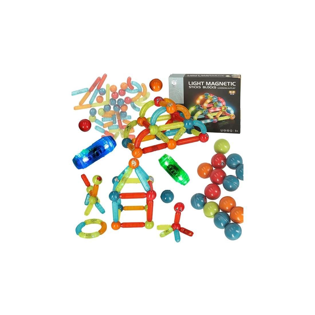 Magnetiska lysande byggklossar, 52 delar | Hälsa & Skönhet - Personvård - Vård & Rehabilitering - Hållning | Pryloteket