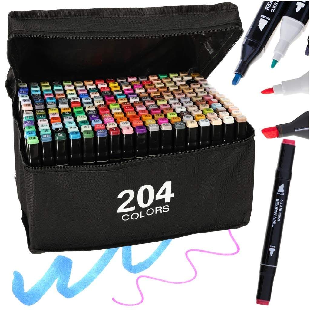 204 alkoholbaserede tuscher, dobbelt spids med stativ