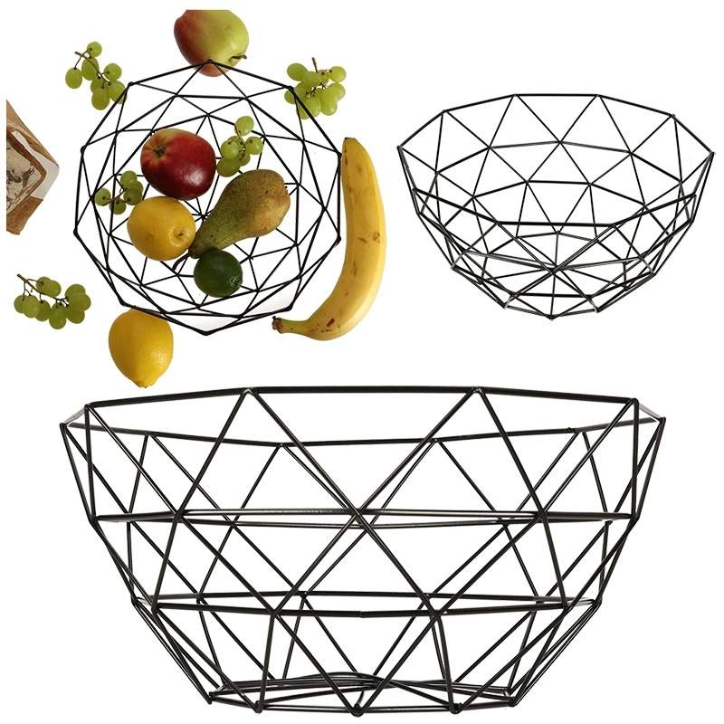 Stor frugtkurv i sort aluminium, minimalistisk
