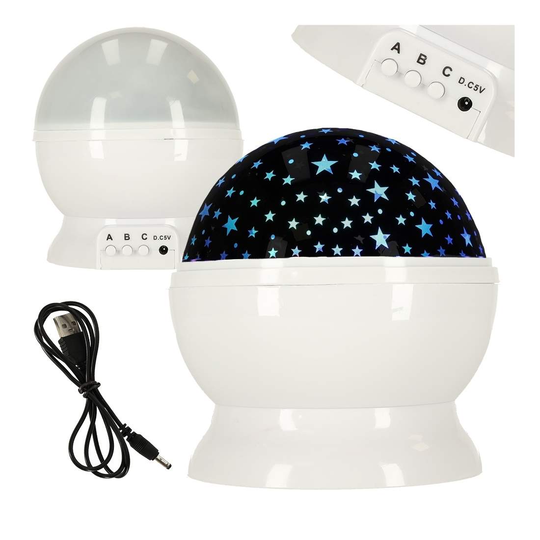 Vit Stjärnprojektor Nattlampa USB/Batteri | Elektronik - Kablar & Adaptrar - Adaptrar & Signalomvandlare - USB | Pryloteket
