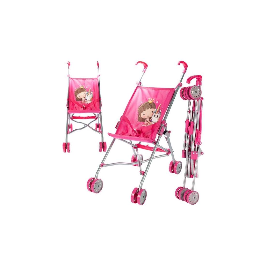 Rosa hopfällbar dockvagn med säkerhetsremmar | Leksaker & Spel - Leksaker - Leksaksfigurer & Dockor - Dockor | Pryloteket