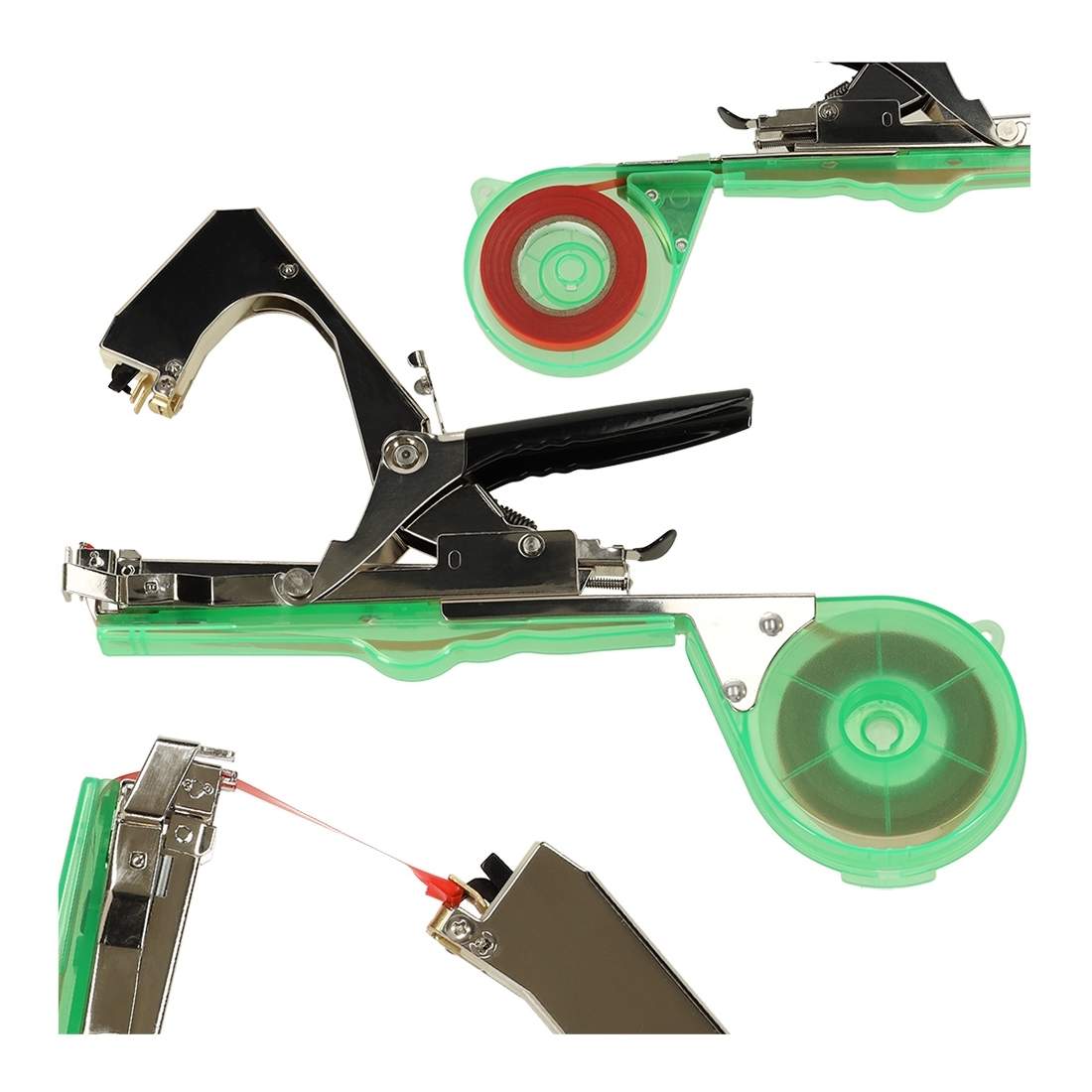 Trädgårdshäftapparat med klamrar och tejp