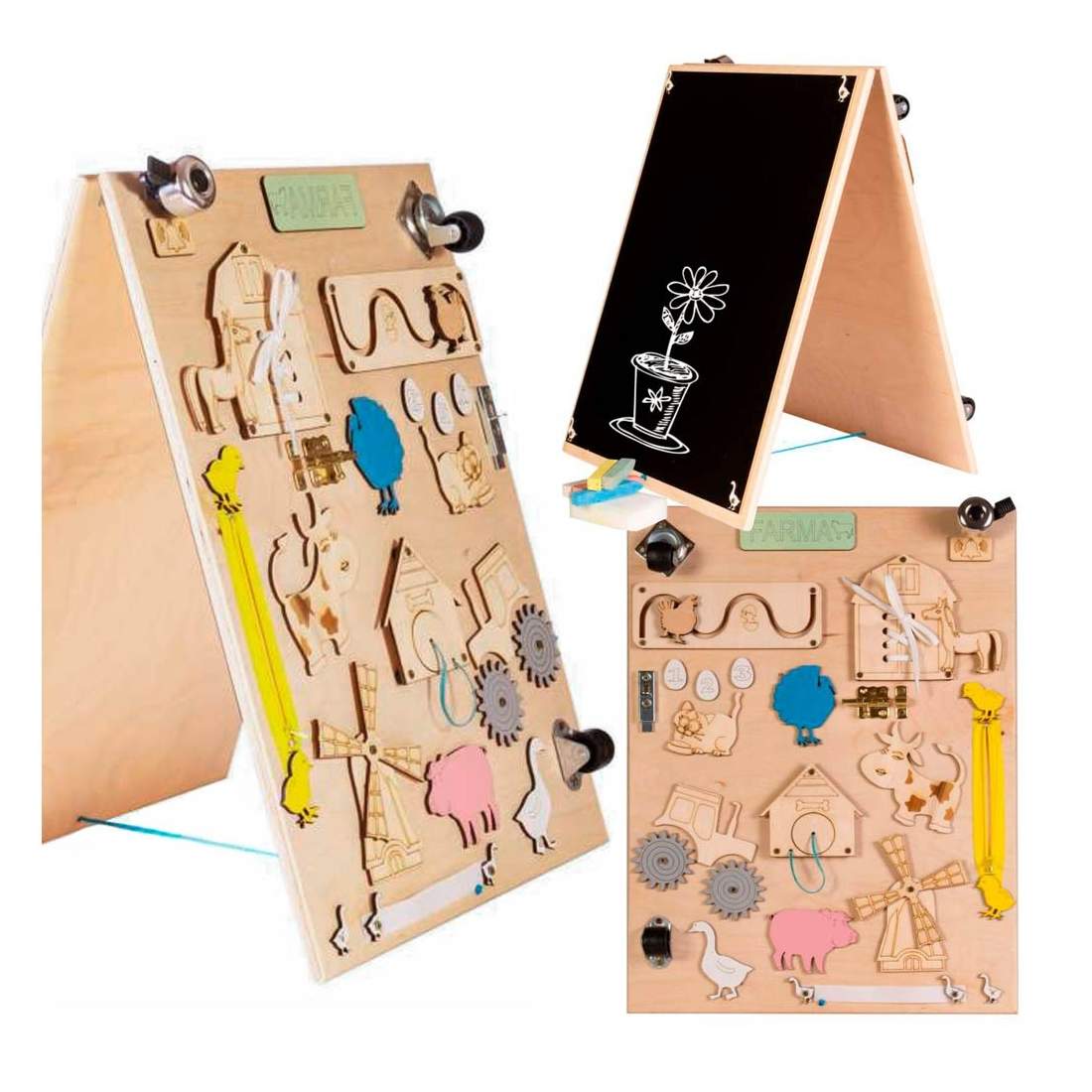 Dubbelsidig Krityta Gårdstavla i Trä för Barn | Hem & Hobby | Pryloteket