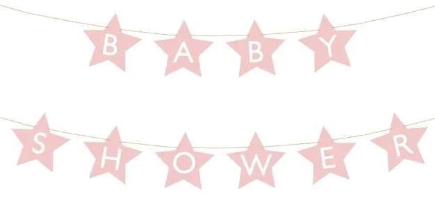 Stjerneformet Baby Shower Banner Lys Pink billede