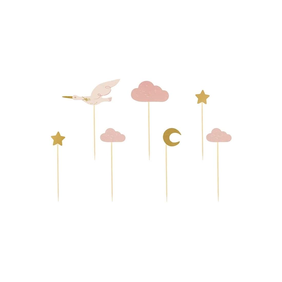 Rosa & Guld Cupcake Dekorationer - Stork, Moln, Stjärnor | Hem & Hobby | Pryloteket