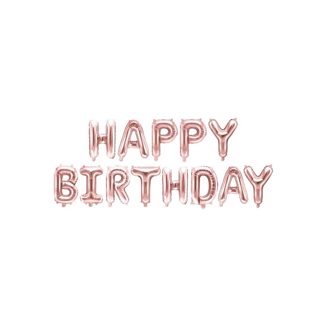 Rosa Happy Birthday Folieballonger 340x35 cm | Hem & Hobby | Pryloteket
