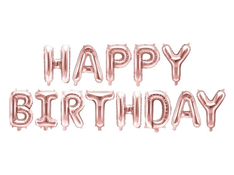 Pink Happy Birthday folieballoner 340x35 cm