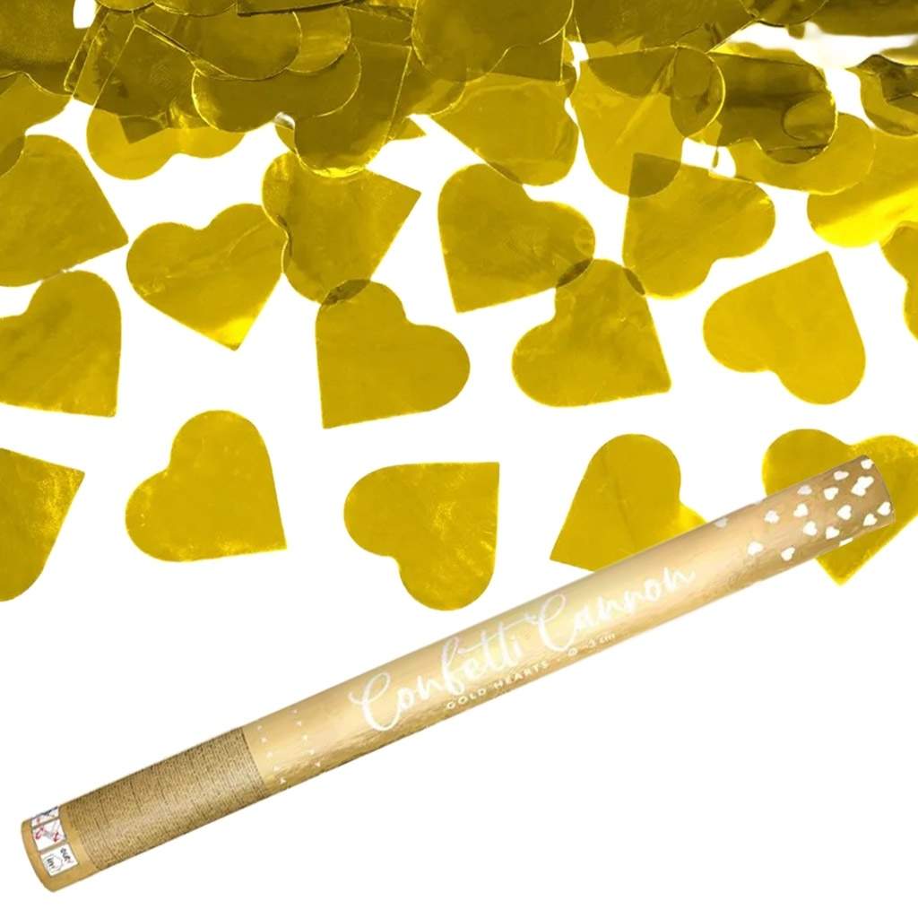 Golden Hearts Confetti Tube 60 cm - Til bryllup & fest