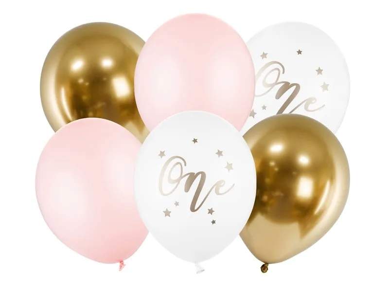 Første fødselsdagsballoner - Pink, Guld, Hvid