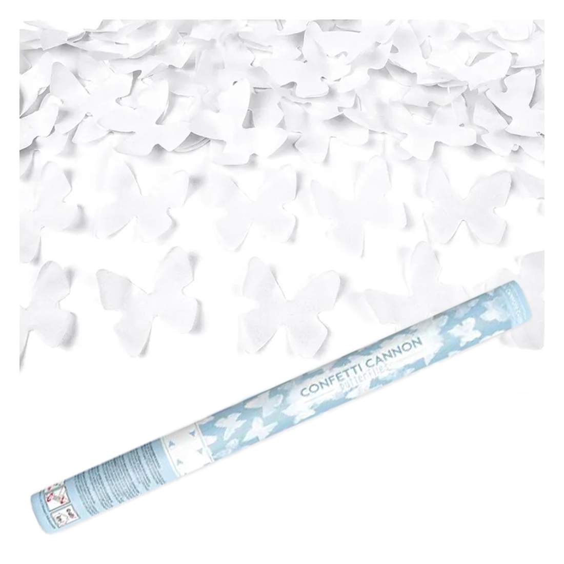 Konfettikanon Vita Fjärilar 80cm Festdekor | Hem & Hobby | Pryloteket