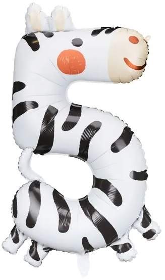 Fødselsdagsballon Zebra Nummer 5 68x98 cm