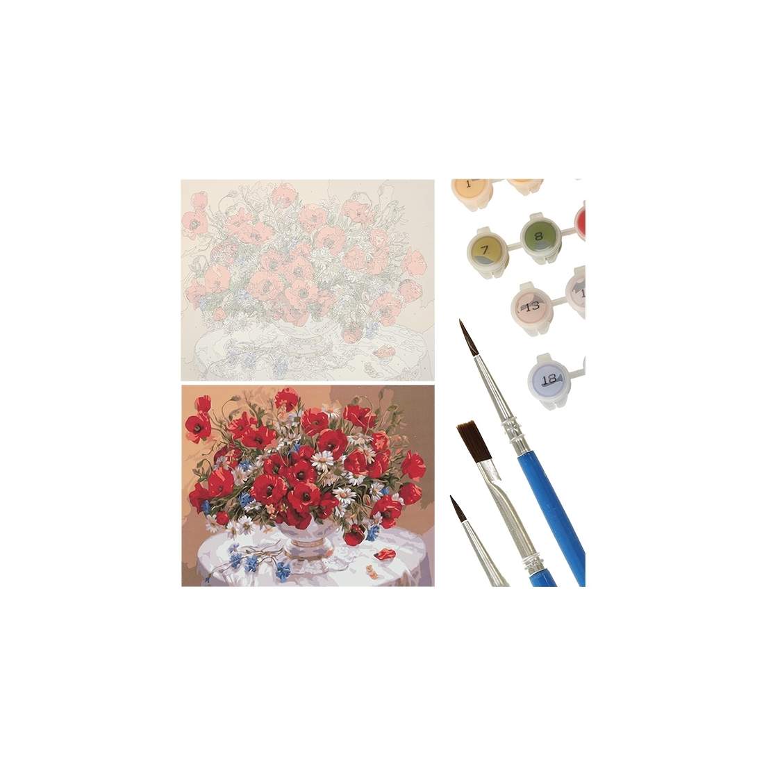 Blommigt Måla efter siffror-set 50x40cm med penslar | Hem & Hobby | Pryloteket