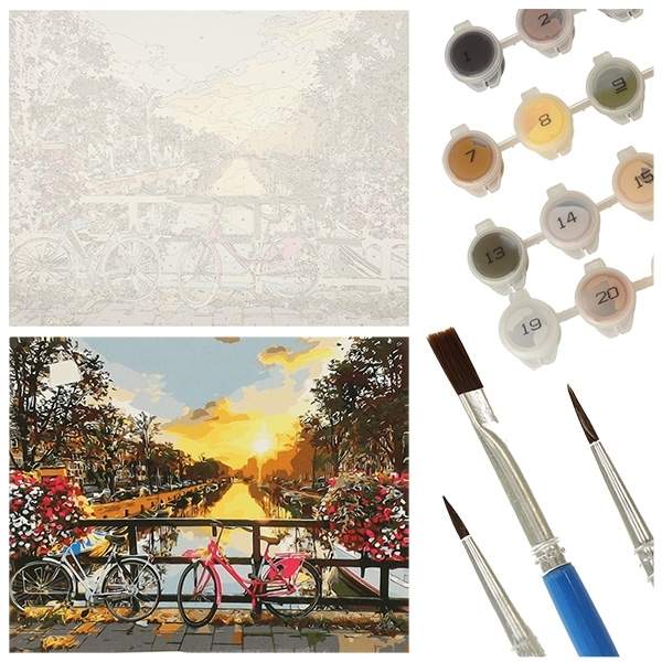 Mal efter tal: Cykler 50x40cm med farver