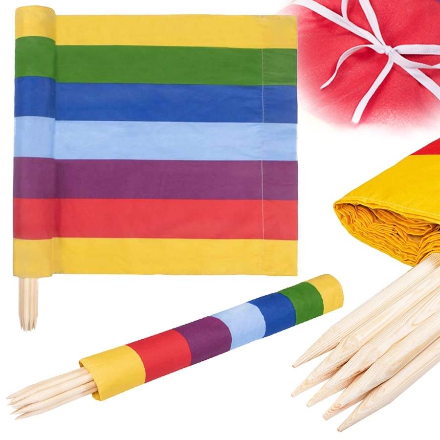 Flerfarvet strandskærm - vindbeskyttelse, nem transport