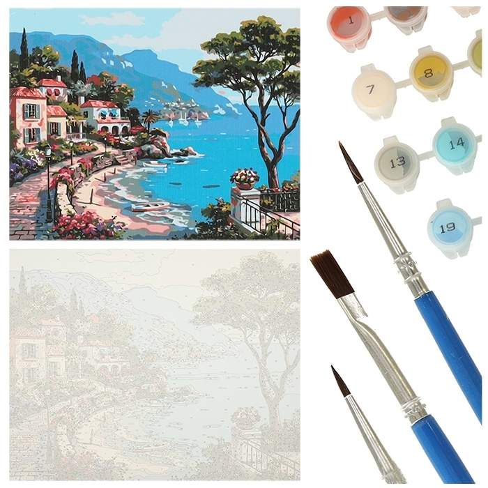 Maling efter tal kystmotiv 50x40cm sæt