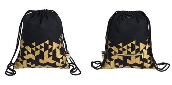 Sort og guld gym rygsæk med snøre 45x38 cm