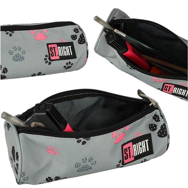 Penalhus med dyrepotemønster, lynlås 22x8,5 cm