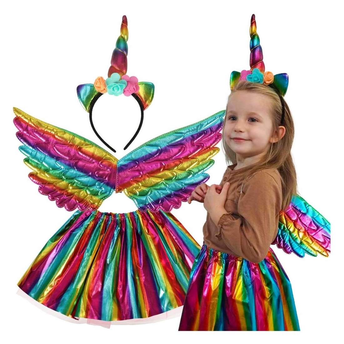 Unicorn Kostym Flerfärgad med Kjol & Pannband | Hem & Hobby - Hem & Hushåll - Tvätt | Pryloteket