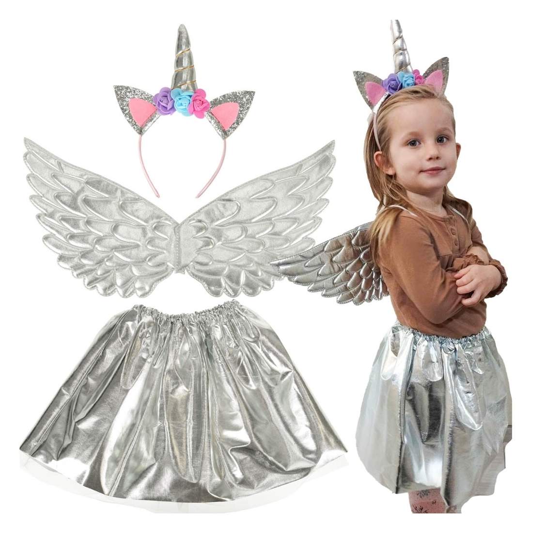 Unicorn Kostym i Silver med Kjol och Pannband | Hem & Hobby - Hem & Hushåll - Tvätt | Pryloteket