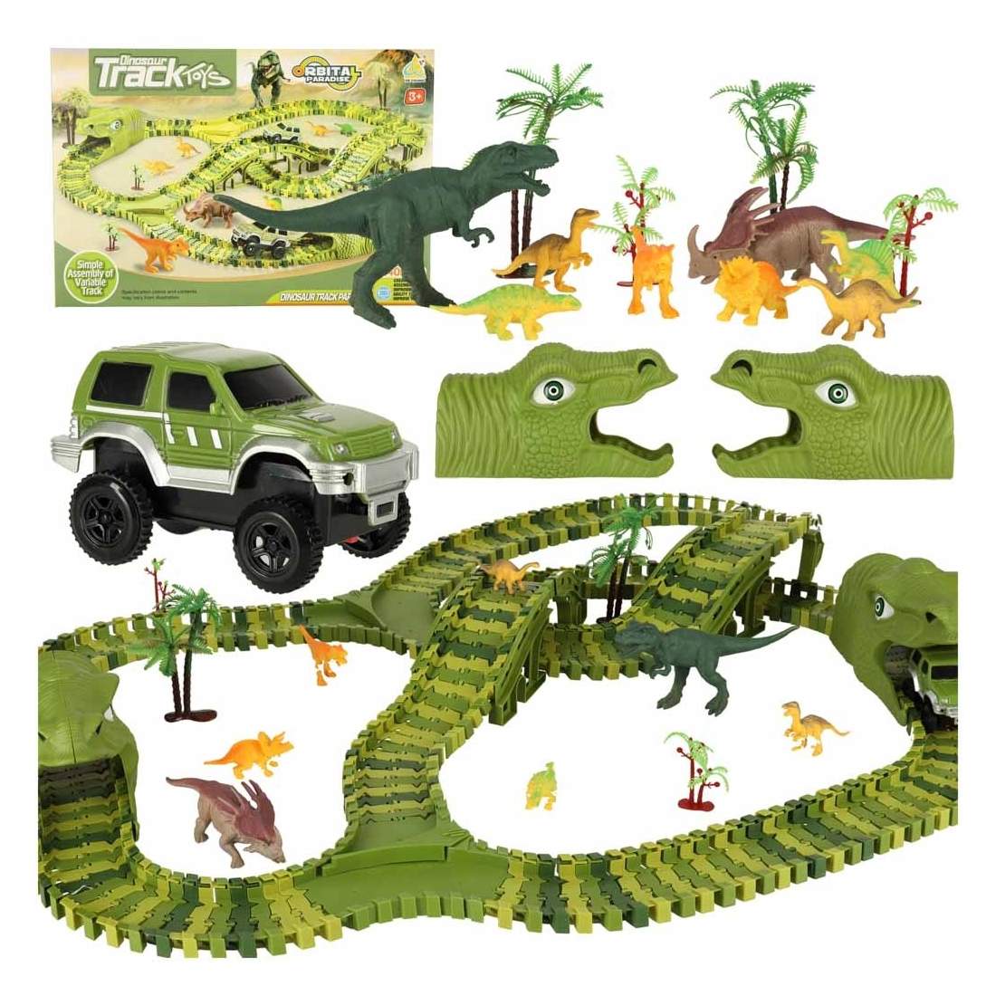 Racetrack med Dinosaurier & Bilar - 240 Delar | Hälsa & Skönhet - Personvård - Vård & Rehabilitering - Hållning | Pryloteket