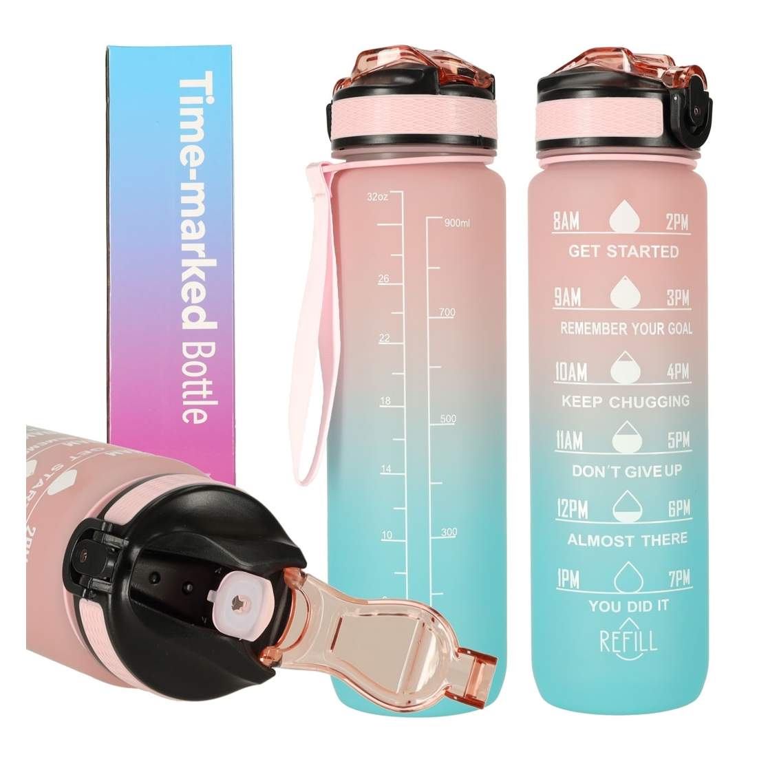 Rosa och Blå Vattenflaska 1L - Läckagesäker Design | Sport & Fritid - Träning - Träningsutrustning | Pryloteket