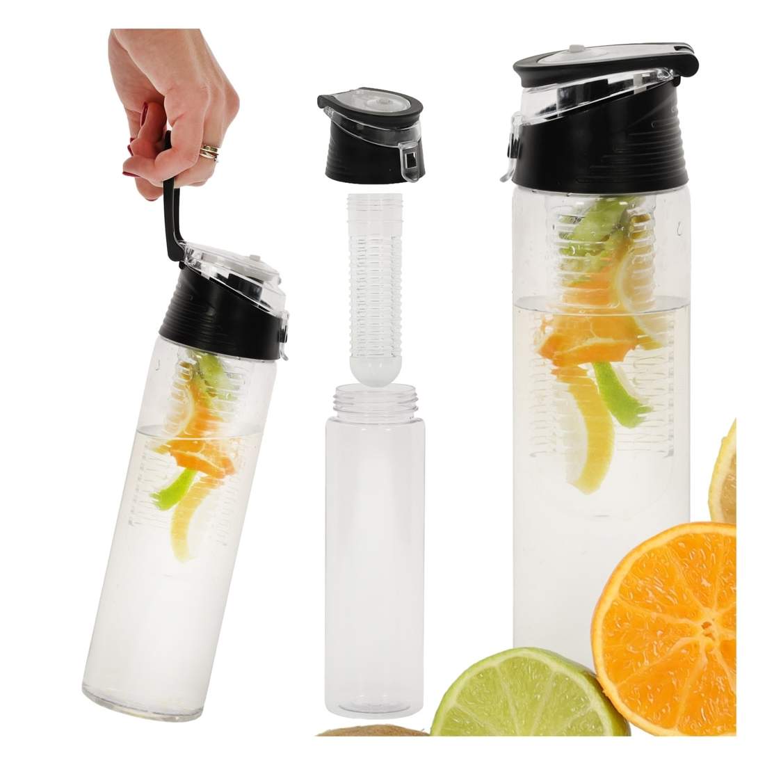 Svart Fruktinfuserad Vattenflaska 800ml | Elektronik - Tillbehör Mobil & Surfplatta - Mobiltillbehör - Mobilkablar - Tillbehör | Pryloteket