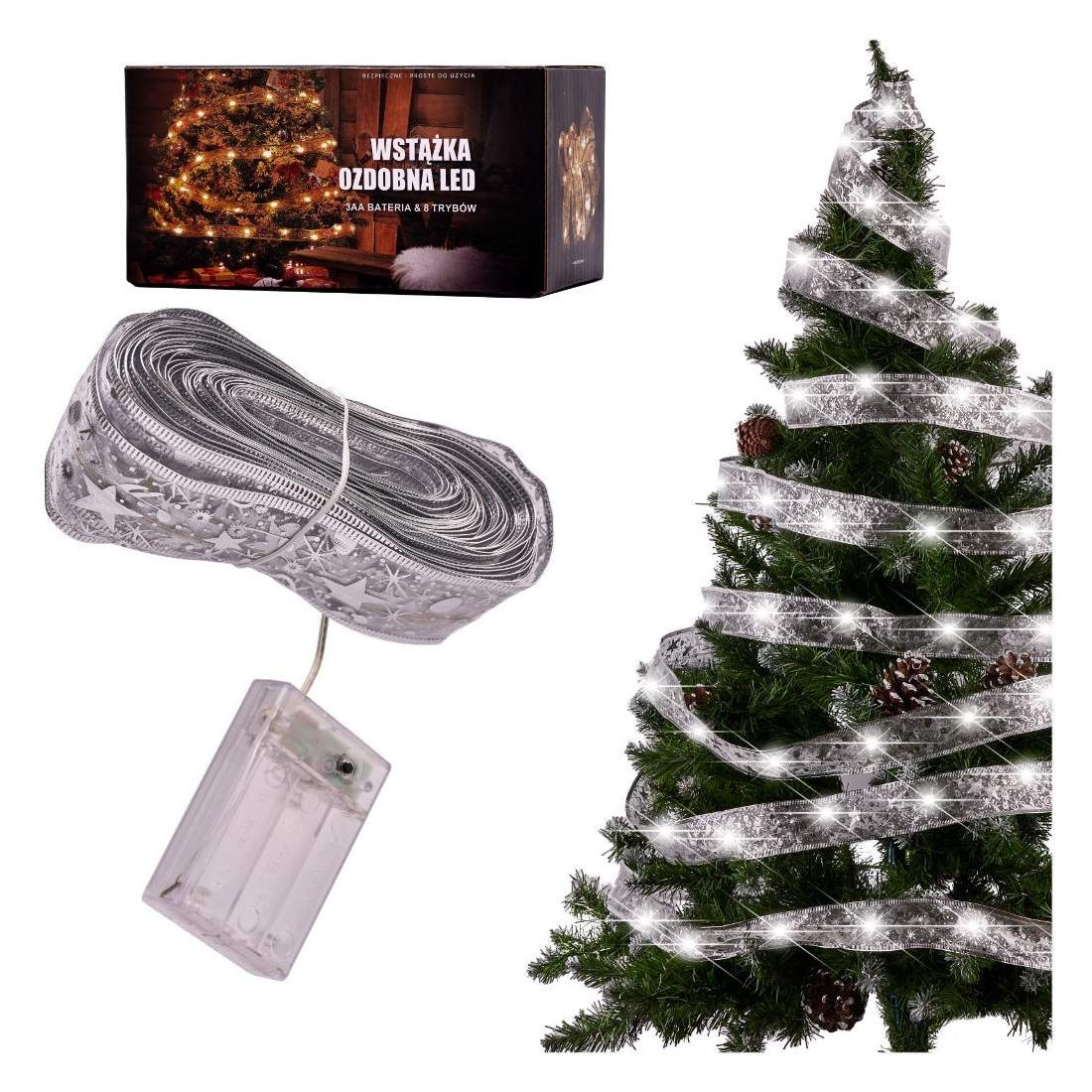 LED-band 10m kallvit julbelysning batteridriven