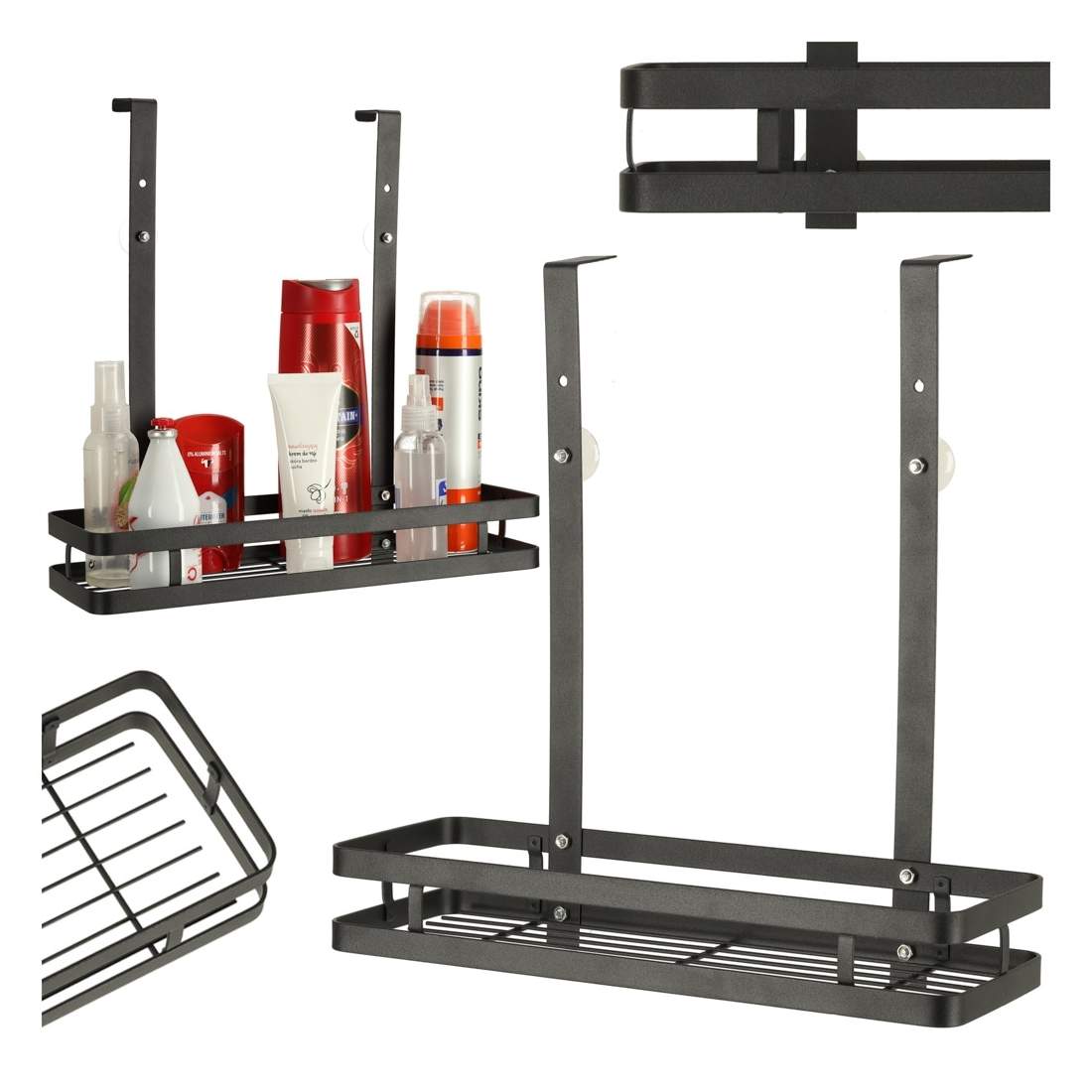 Svart Metall Duschhylla - Enkel Montering | Elektronik - Tillbehör Mobil & Surfplatta - Mobiltillbehör - Mobilkablar - Tillbehör | Pryloteket