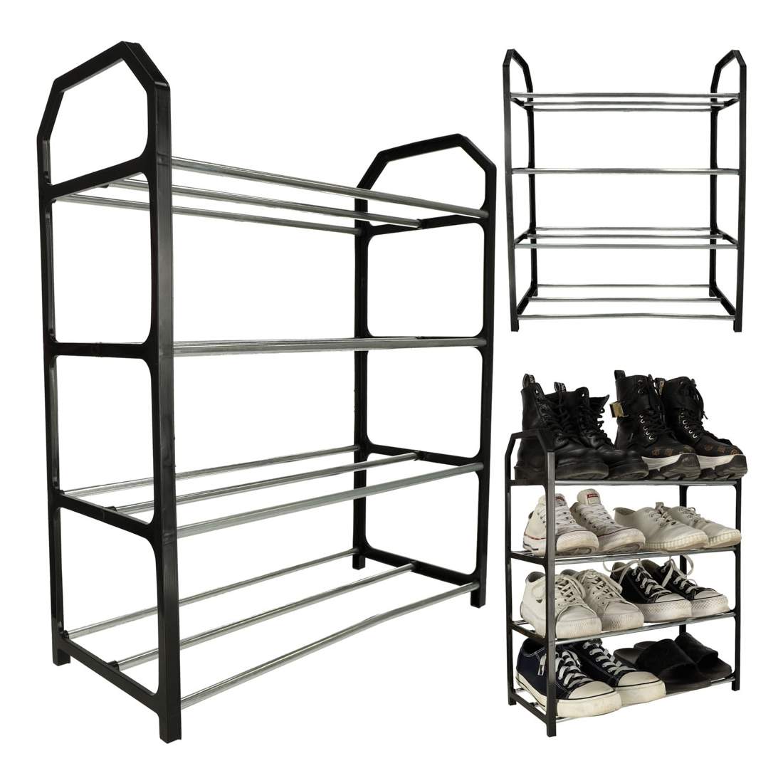 Funktionell skohylla i metall och plast, 4 nivåer | Hem & Hobby - Hem & Hushåll - Förvaring & Organisering - Skohylla | Pryloteket