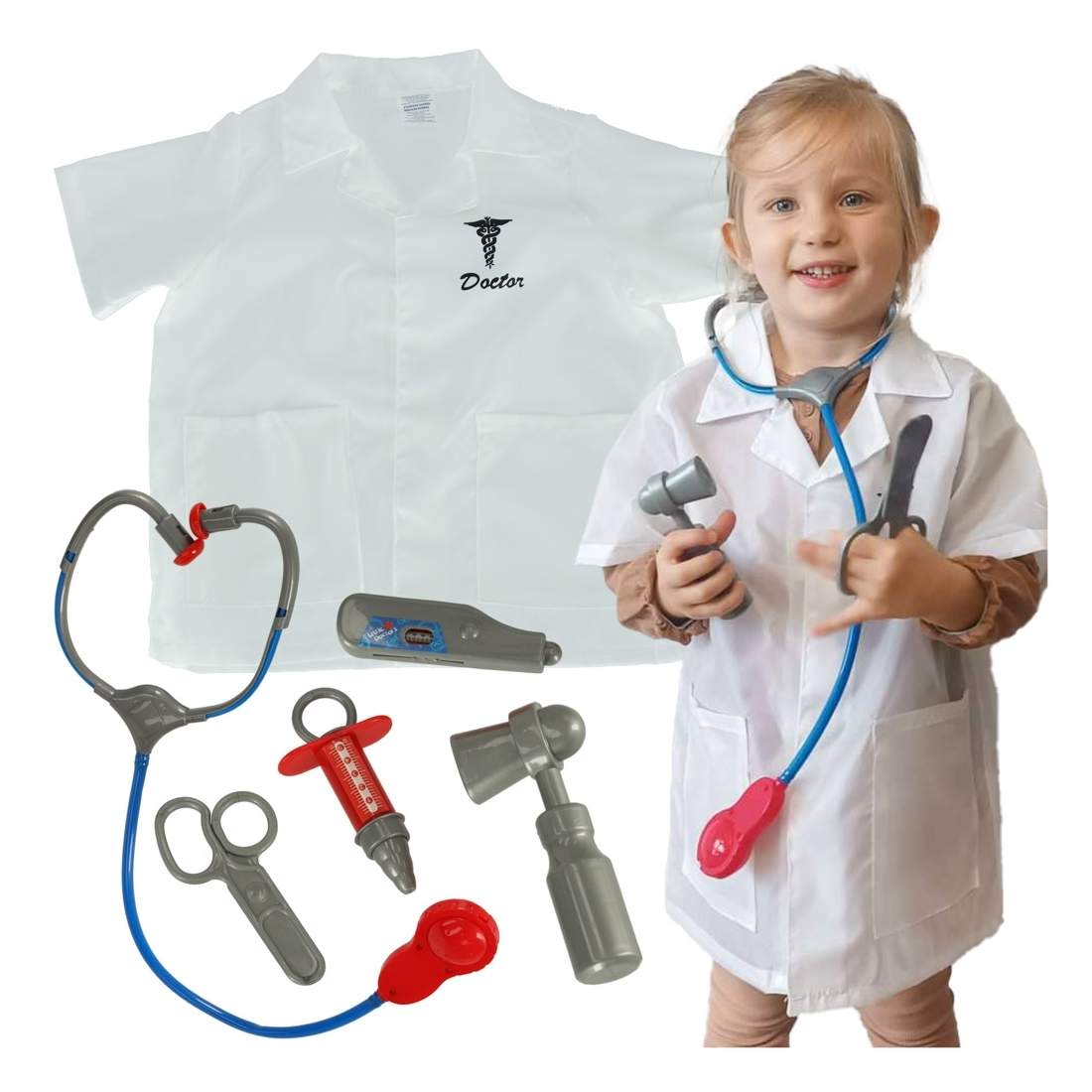 Karnevalsdräkt Läkare Barn 3-8 år - Komplett Set | Presenttips - Halloween | Pryloteket