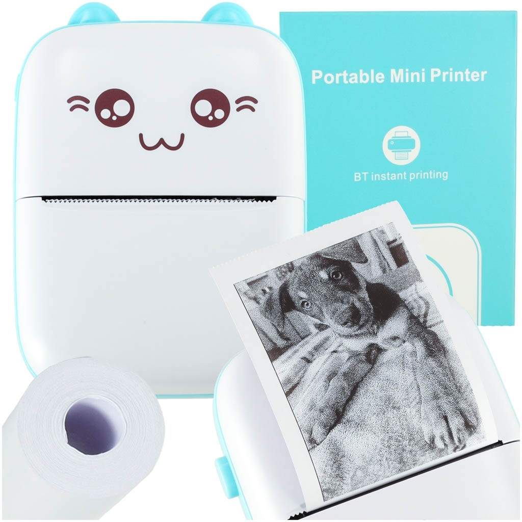 Bærbar USB-fotoprinter - Thermal, Cat Blue