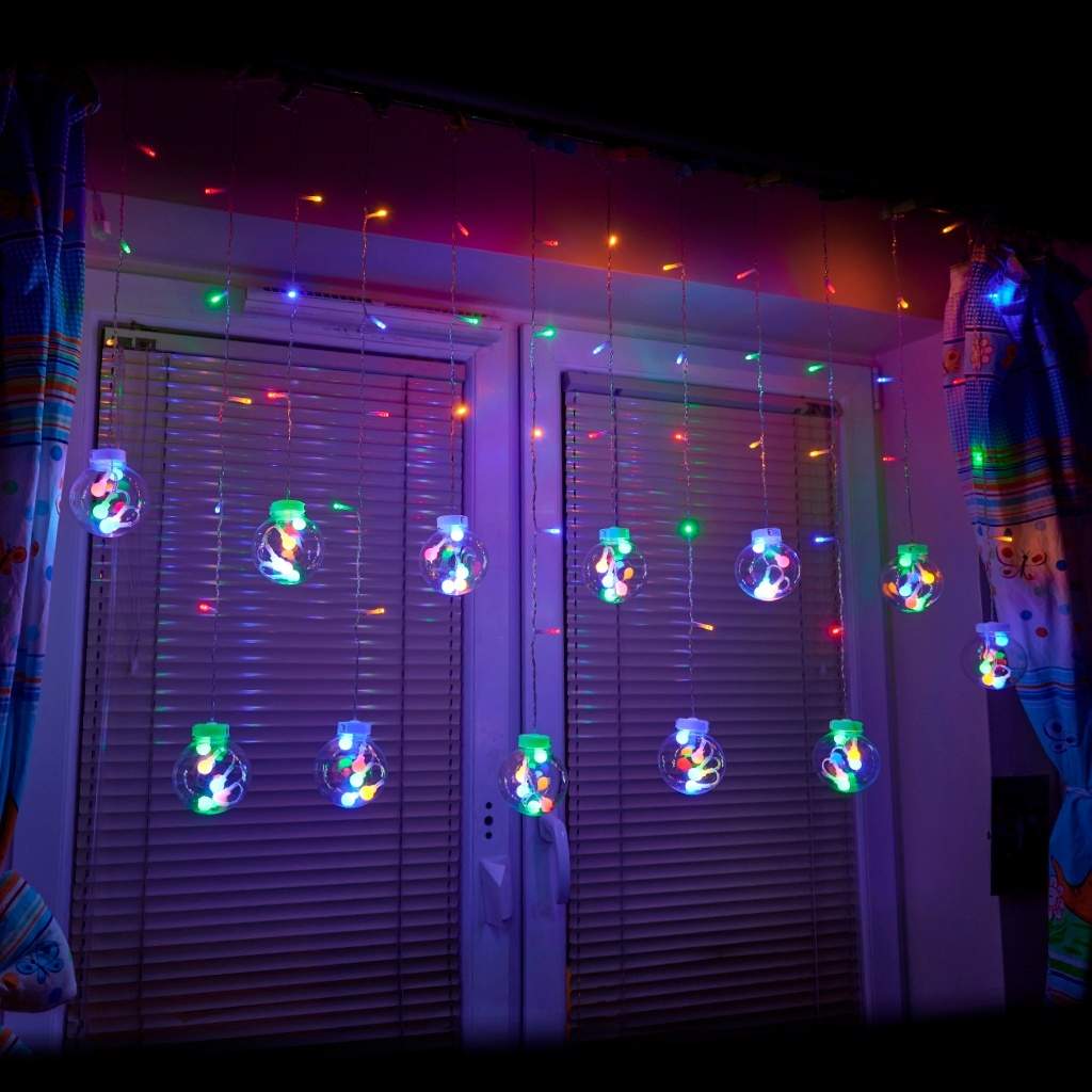 Flerfarvede LED gardinkugler 3m fjernstyret