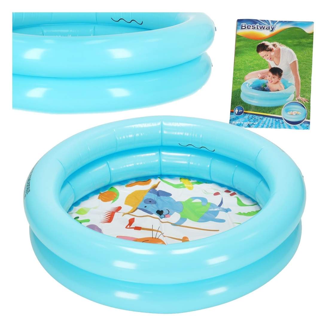 Blå Uppblåsbar Barnpool med Djurmotiv, 61x15 cm | Leksaker & Spel - Leksaker - Bad- & Vattenlek - Barnpool | Pryloteket