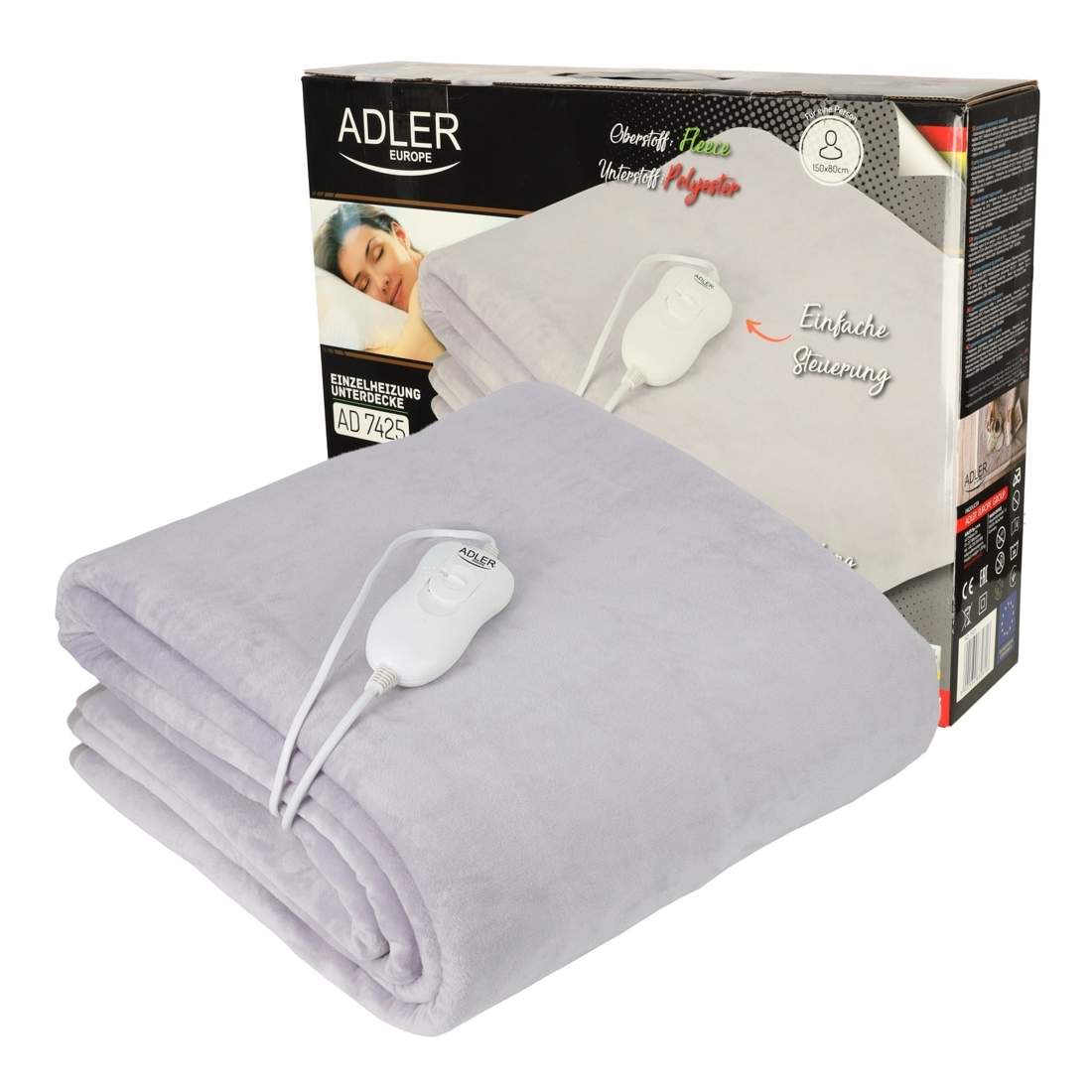 Elektrisk värmefilt 150x80cm, fjärrkontroll, 4 nivåer