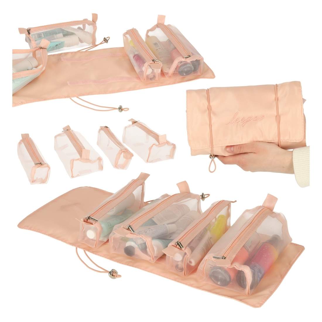 Rosa rullbar resekosmetikkit med avtagbara fack | Elektronik - Tillbehör Mobil & Surfplatta - Skärmskydd - LG | Pryloteket