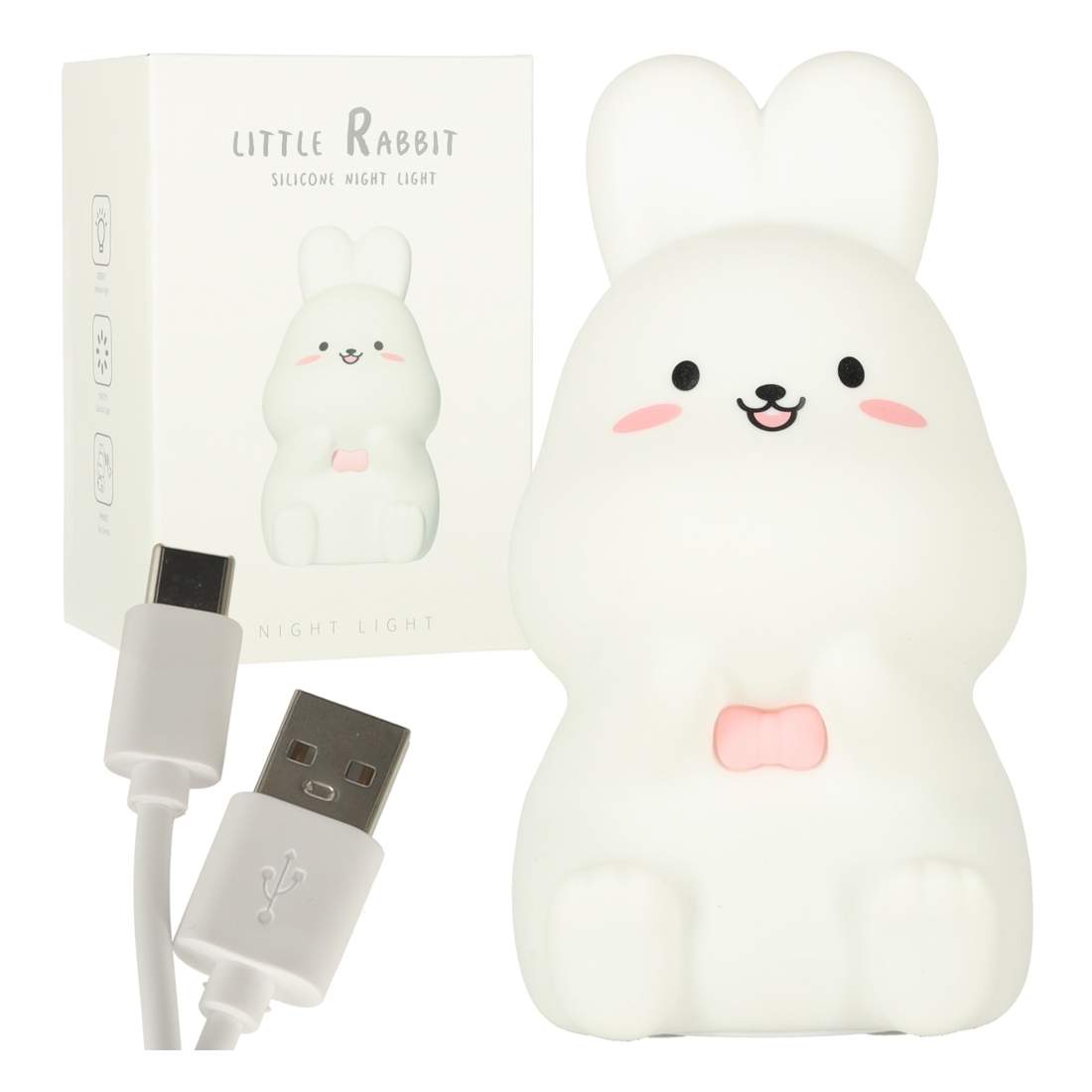 Söt LED Nattlampa för Barn - Silikon Kanin Vit/Rosa | Hem & Hobby | Pryloteket