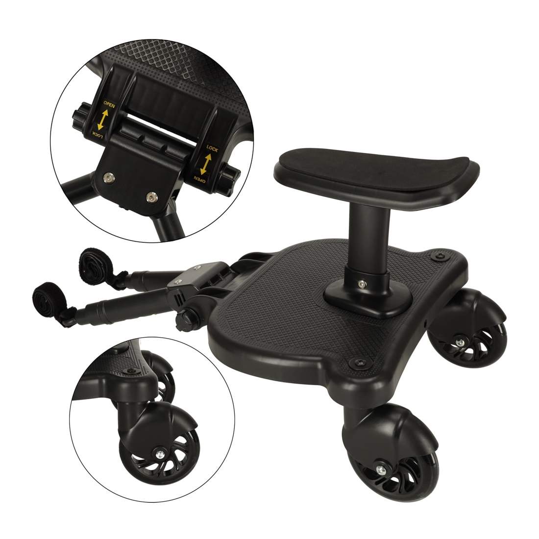 Svart barnvagnsförlängning med babysits | Hem & Hobby | Pryloteket