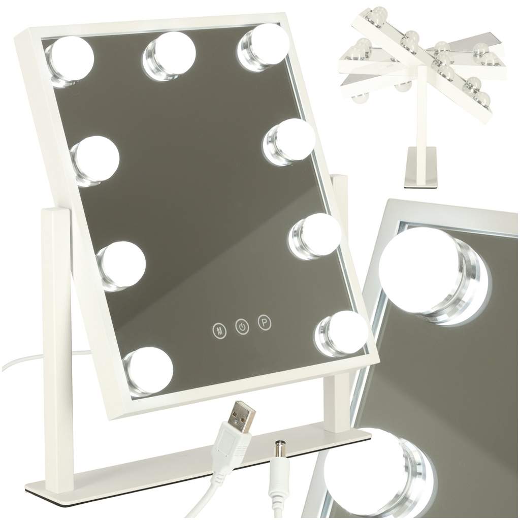 LED Make-up spejl med USB lys 25x30 cm