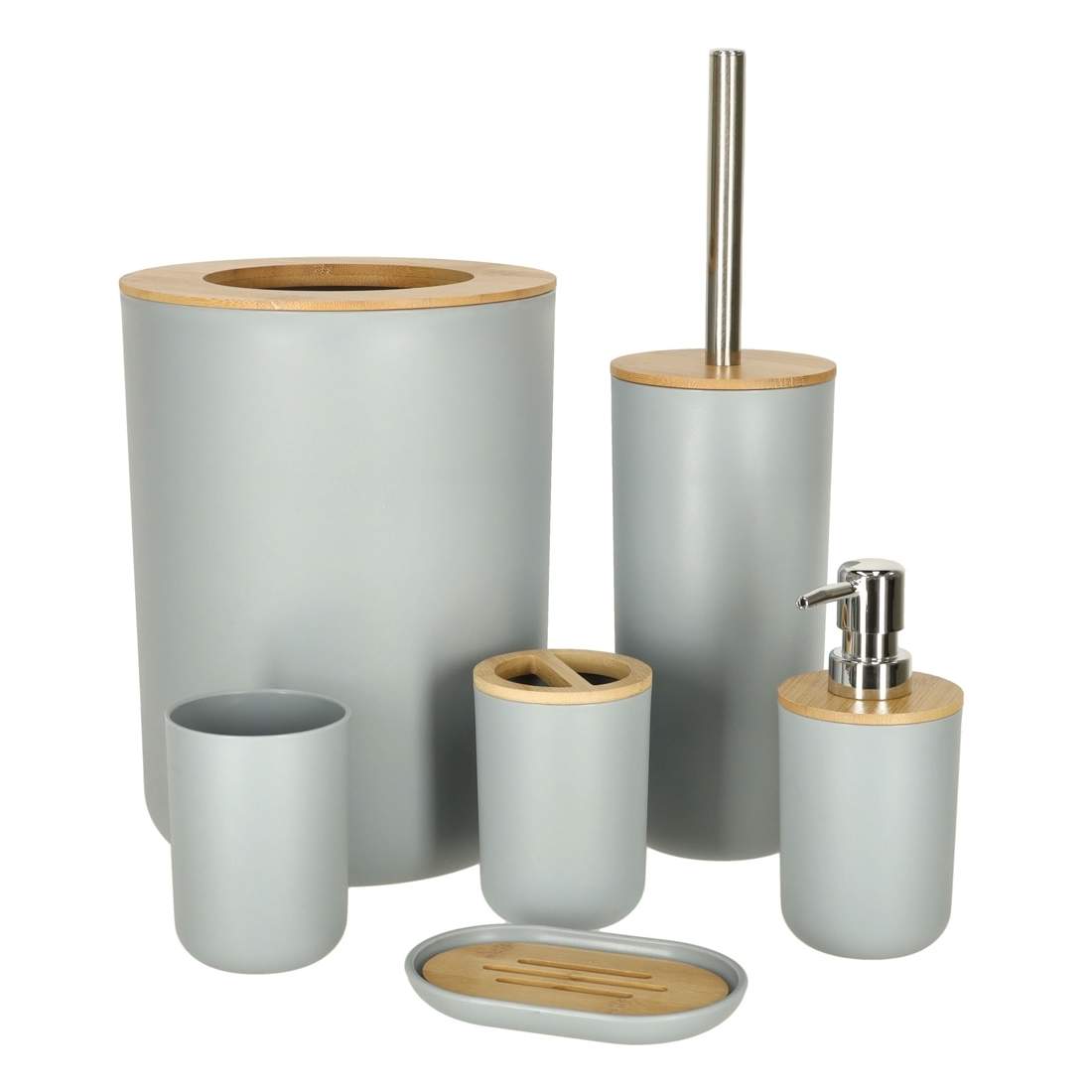 Elegant Badrumsset 6 delar med Borstdispenser Grå | Elektronik - Tillbehör Mobil & Surfplatta - Skärmskydd - LG | Pryloteket