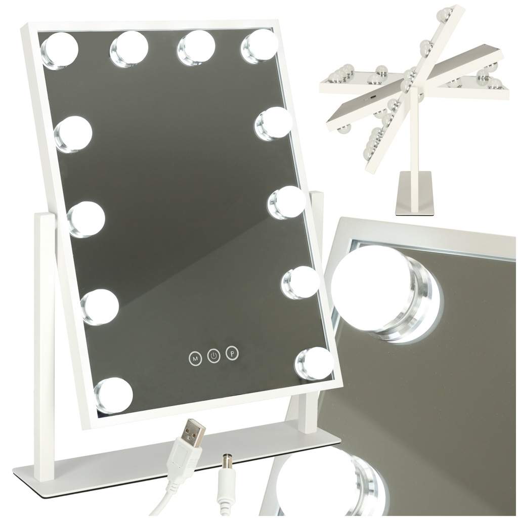 LED Makeup spejl med USB, 30x40 cm