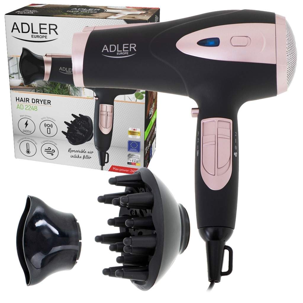 Adler Hair Dryer AD 2248 Ionic function, 2400 W, White