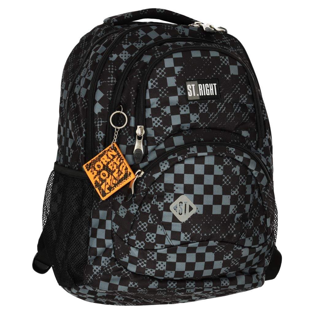 Rummelig 17 skolerygsæk med skakmønster