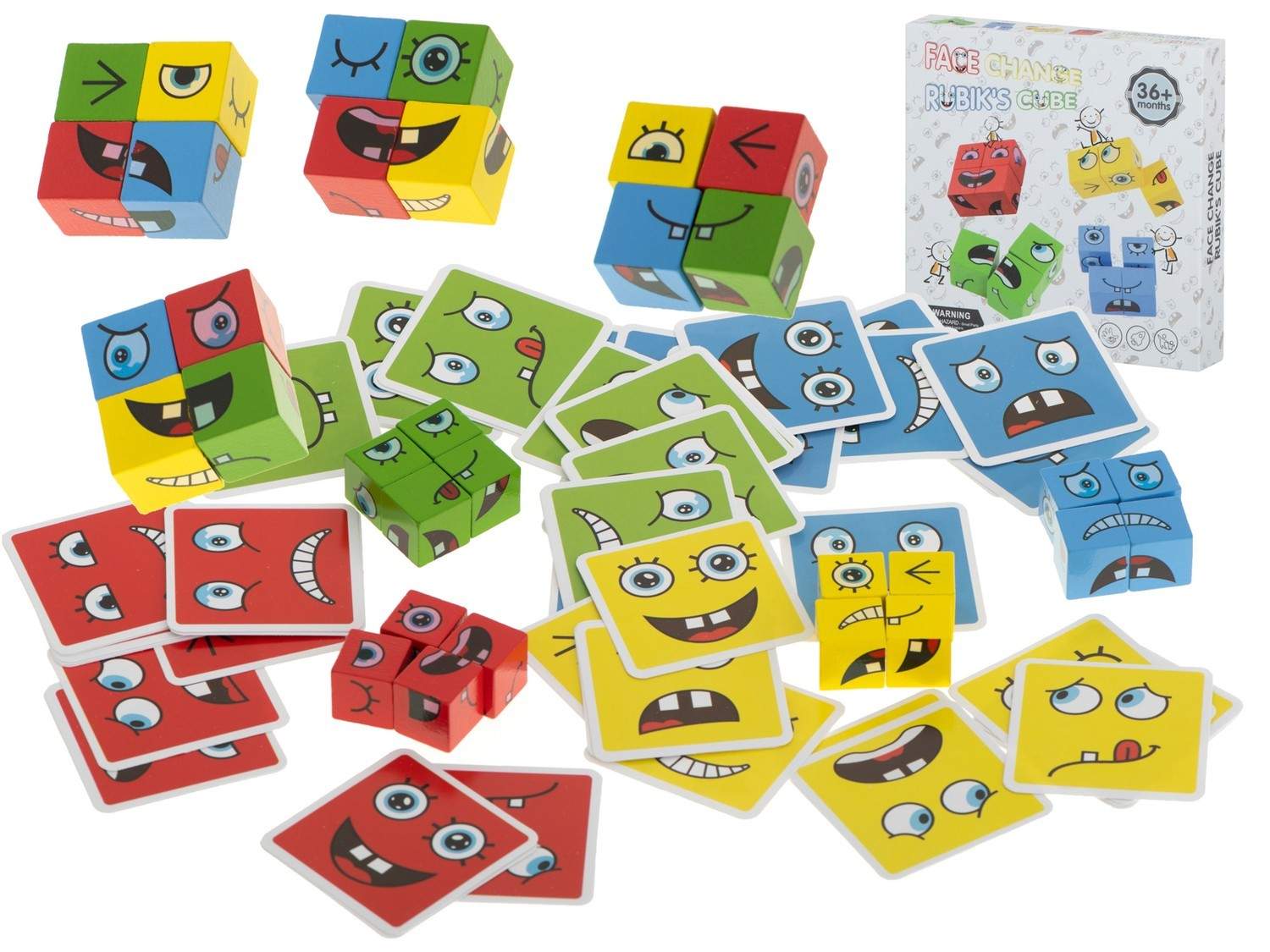 Face Building Board Game - 16 Blocks & 64 Cards